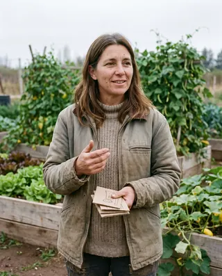 Mónica, 44, agriculture teacher. AI-generated portrait.